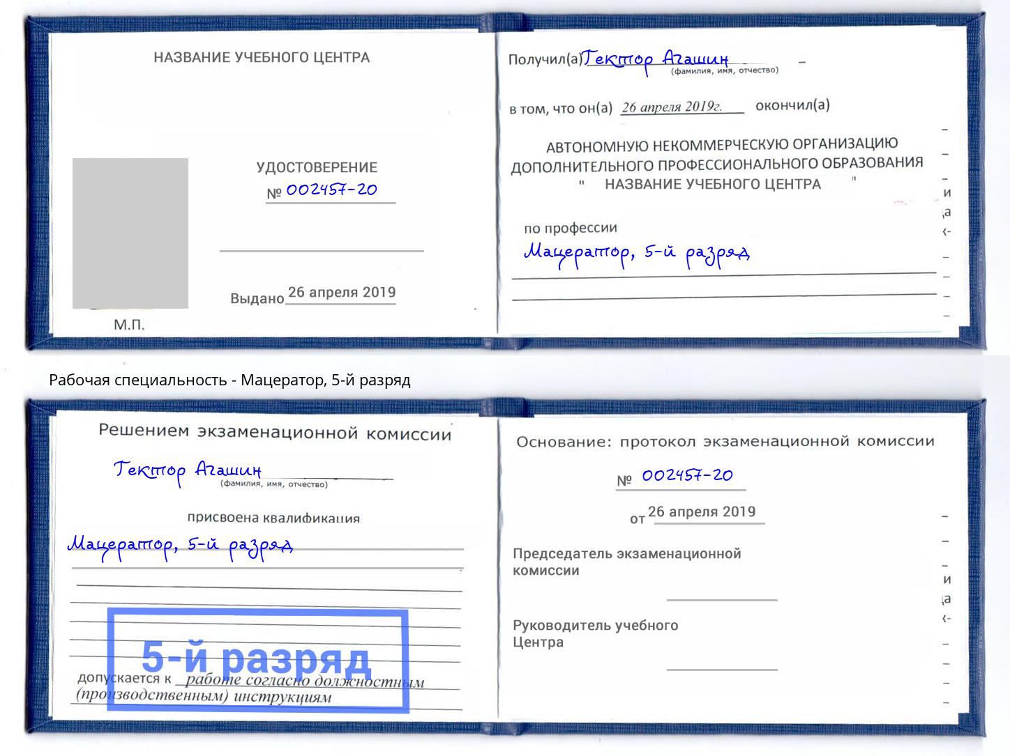 корочка 5-й разряд Мацератор Белебей